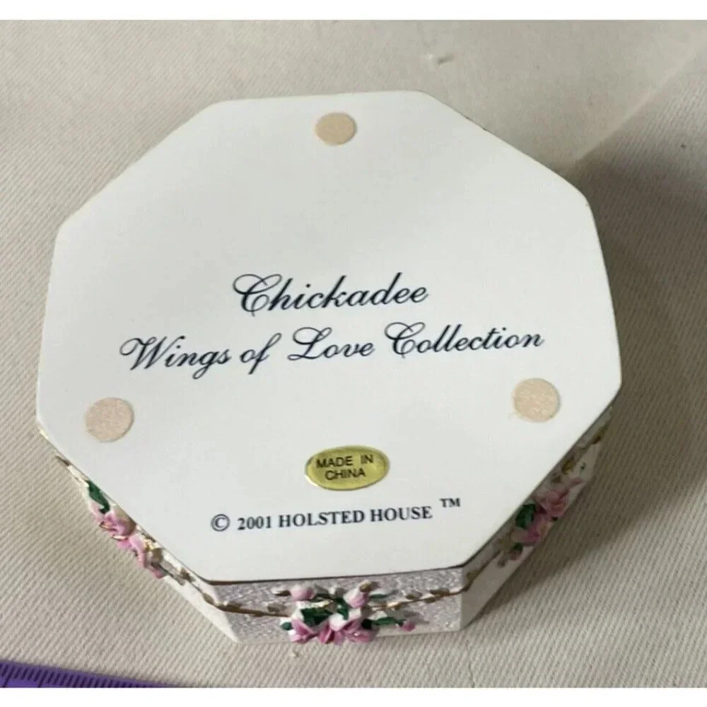 Holsted House Chickadee Bird Music Jewelry Box Wings‎ of Love 2001 Vintage